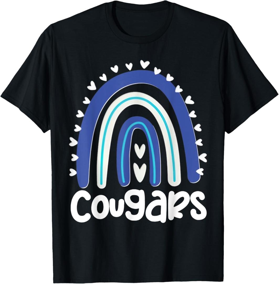 Cougars School Mascot Rainbow Teacher Lover Men Women T-Shirt M