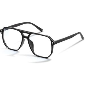 livho Vintage Aviator Blue Light Blocking Glasses, Fashion Oversized Frames for Eye Strain Relief, Unisex Design (*Black Briliant)
