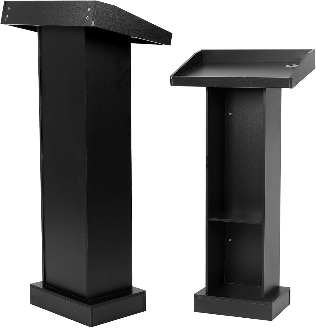 Wooden Black Pulpit for Lecture Wedding Speech Farmhouse Podium Stand for Lectern Presentation Church Classroom