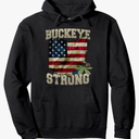 Ohio Buckeye Strong Ohio USA Flag Overlay Hoodie Pullover Hoodie, L