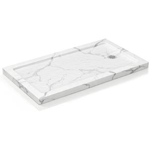 KPUY Shower Base, 60'' L X 30'' W Shower Pan with Reversible Installation Drain, Slip Resistant Design & NonIntegrated Flange, Carrara White
