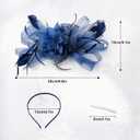 Women's Fascinators Feathers Mesh Ribbons Tea Party Hats with Headband and Clip Fascinator Hat (Navy)