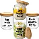PANDAWOOD Overnight Oats Containers with Lids - 4 Pack Glass Overnight Oats Jars with Airtight Lids - Chia Seed Pudding Jars - Yogurt Containers with Lids - Oatmeal Jars Meal Prep Mason Jars 14.8 OZ