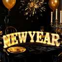 7 Pcs New Year Large LED Letter Sign LED Lights Battery Powered Table Decoration for New Year Christmas Party Tabletop Decoration