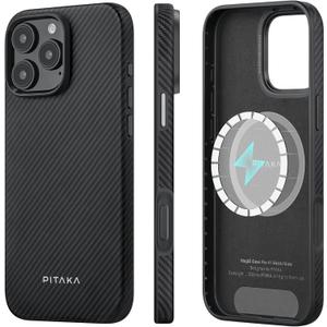 pitaka Case for iPhone 16 Pro Max, 6.9" - MagSafe Compatible, Shockproof, 600D Aramid Fiber & TPU Combined [Military Grade Protective Case - Black/Grey (Twill)]