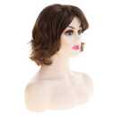 Short Brown Fluffy Wig with Bangs Curl Layered Messy Natural Layered Synthetic Hair Cosplay Costume Wig for Women