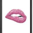 Poster Master Pink Glitter Lip Bite Print - Fashion Poster - Trendy & Pop Art - Modern Gift for Men & Women - Chic Decor for Dorm, Bedroom or Living Room - 8x10 UNFRAMED Wall Art