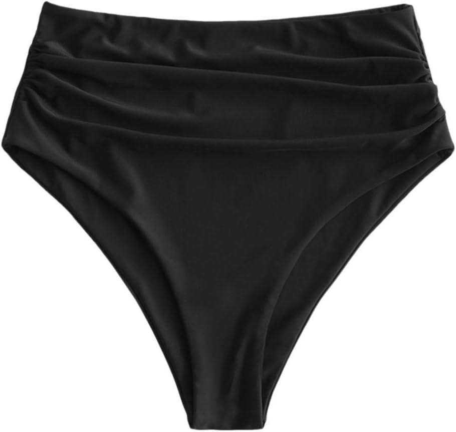 ZAFUL Women High Waisted Bikini Bottoms Ruched Swimsuit Bottom Tummy Control Bathing Suit Bottoms (X-Large)