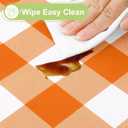 Smiry Rectangle Table Cloth, Waterproof Vinyl Tablecloth with Flannel Backing, Wipeable Buffalo Plaid Table Cover for Picnic, Indoor and Outdoor (Orange & White, 52"x70")