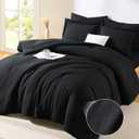 CozyLux Twin XL Comforter Set Black - 5 Pieces Striped Seersucker Twin Extra Long Bed in a Bag for College Dorm, Soft Lightweight Boho Bedding Set with All Season Comforter, Sheets, Pillowcase & Sham