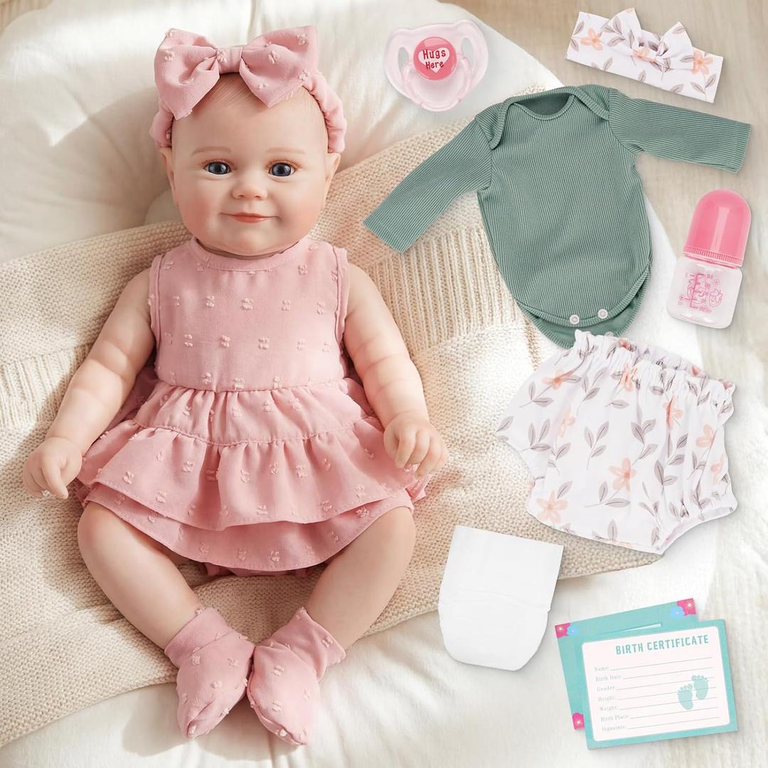 Reborn Baby Dolls with Two Clothing Sets - 20 Inch Realistic Baby Doll boy, Cute Vinyl Body Real Life Baby dolls, Newborn Lifelike Baby Doll with Accessories, Easter & Birthday Gifts for Kids 3+