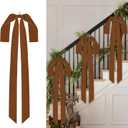 Aneco 6 Pieces Large Brown Velvet Christmas Bows 35 x 16 Inch Christmas Swag Bow Pre Tied Fence Staircase Wreath Bows Holiday Tree Topper for Xmas Home Door Outdoor Decorations