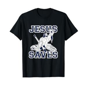 Funny Hockey Shirt - Jesus Saves Shirt - Goalie Shirt T-Shirt Kids 10 black