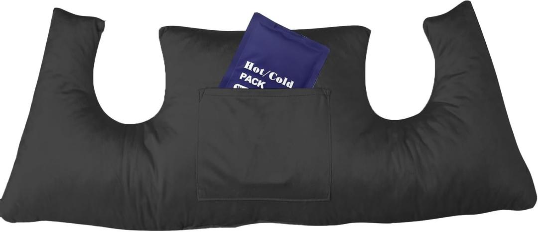 Mastectomy Pillow - Post Surgery Pillow After Breast Cancer or Breast Reduction, Lumpectomy, Patient Care Healing Support for Port Pacemaker and Heart Surgery Recovery (Black)