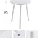 Apicizon Small Round Side Tables End Table Bedroom, White Nightstand Bedside Table for Living Room, Coffee Table with White Wood Legs, 16.5 x 20.5 Inches