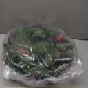 9ft Christmas Garland with Snow, Pinecones, Red Berry,50 Battery Operated Soft White LED Lights with Timer, Artificial Holiday Decoration Door Outdoor