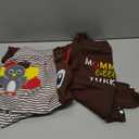 DSOKUHIB Newborn Baby Boy Thanksgiving Outfit Long Sleeve Letter Embroidery Romper Stripe Pants Turkey Hat Set Infant Clothes (12-18 Months, Brown)