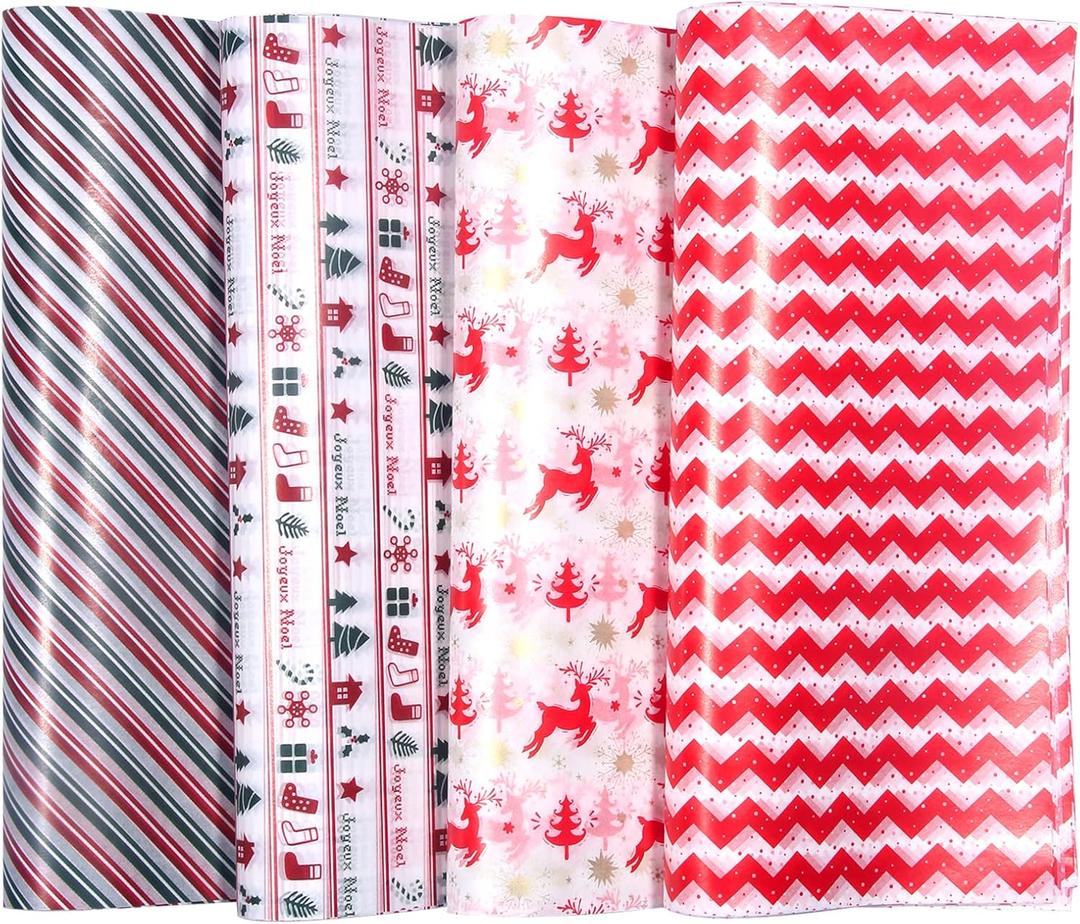 KKBES 100 Sheets Christmas Wax Paper Sheets, Deli Paper Wrap, Greaseproof Wrap Tissue, Paper Liners for Fast Food Baking Cooking Frying, Assorted Designs