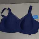 Vertvie Womens Seamless Bras No Underwire Supportive Wireless Push Up Full Coverage Bralette Comfort Scalloped T-Shirt Bra (Large, Navy Blue)