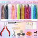25Colors Fairy Hair Tinsels Kit 5000 Hair Glitter Strands 48Inch Heat Resistant Tinsel Hairs Extension Sparkling Shiny Highlights Hairs Tinsel with Tools for Christmas Halloween New Year Cosplay Party