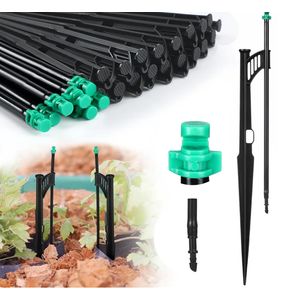 25 Pcs 12.8 Inch Drip Irrigation Stakes with 180 Degree Sprayer Emitters and Sprinkler Extension Riser 1/4 Inch Drip Line Sprinkler Support Stakes for Garden Watering System,Green