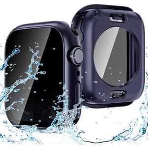 Goton Privacy Waterproof Case Compatible for Apple Watch Screen Protector 40mm Series 6/5/4, SE 3/2/1, Anti Spy Face Cover Back Bumper for iWatch Accessories (Blue)