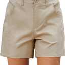 luvamia Shorts for Women Trendy Casual Summer High Waisted Chino Shorts Ribbed Elastic Waist Comfy Shorts with Pockets (Medium, Beige)