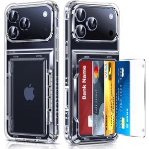 LeYi for iPhone-17-Pro Wallet Case: Clear i Phone iphone17 17pro Card Holder Cover iPone iohone Women Protective Funda para Military Grade Heavy Duty Phone17 iphone17pro Procase, Transparent