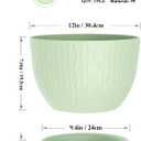 WSMKSZ 12 Inch Large Plant Pots for Indoor or Outdoor Plants, Wide Water Ripples Flower Pots with Drainage Holes & Saucer, Plastic Planters Set for Garden & Home Decor (Green)