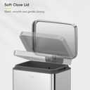 EKO Madison Brushed Stainless Steel 1.6 Gal/6L Bathroom Small Step Trash Can or Recycling Bin, Removable Inner Liner, Soft Close Lid, Fingerprint Resistant Finish