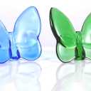2pcs Crystal Butterfly Figurine,Butterfly Collectibles Glass Art Glass Animals Crystal Wedding Decortion for Home Butterfly Gifts for Women(Blue+Green)