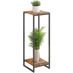 JEPRECO 34" Tall Plant Stand Indoor, 2-Tier Modern Plant Shelf, Corner Flower Pot Holder Organizer for Living Room Balcony Patio Garden (Rustic Brown)