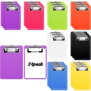 cobee Small Clipboards 4 x 6 Inch,24 Pack Plastic Colorful Mini Clipboard Memo Size with Low Profile Clip Pocket Clip Board for Offices Classroom Nursing Shopping Lists (8 Colors)
