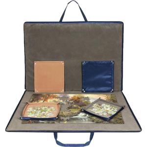 Lavievert 1500 Piece Jigsaw Puzzle Board with Padded Cover, Portable Case with 6 Sorting Trays & Detachable Board, Puzzle Caddy Storage Saver with Non-Slip Surface for Adults, Up to 1500 pcs