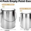 Acrux7 4 Pack Empty Paint Cans with Lids, 1 Gallon Paints Can with Lid & Handles (2) + 2 Quart Paints Can with Lid (2), Metal Unlined Paint Bucket Storage Containers for Painting, DIY Crafts