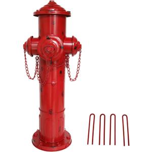 24" H Metal Fire Hydrant for Dogs to Pee on,Dog Fire Hydrant Pee Post,Vintage Fire Hydrant for Outdoor Garden & Yard Statue Decoration (Antique Red)