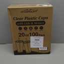 Charmount 100 Sets- 20 oz Clear Plastic Cups with Lids and Straws, Disposable To Go Cups for Cold Drinks, Coffee Bar Accessories, Iced Coffee, Smoothies