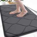 Smiry Memory Foam Bath Mat 30''x20'', Ultra Soft Non-Slip Bathroom Rug, Plush Water Absorbent Quick Dry and Machine Washable Floor Mat for Shower, Tub & Home Decor, Dark Grey
