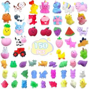 150 Pcs Mochi Squishy Toys Party Favors Mini Squishy Toy Bulk Classroom Prizes Kids Goodie Bag Stuffers for Kids Bulk Christmas