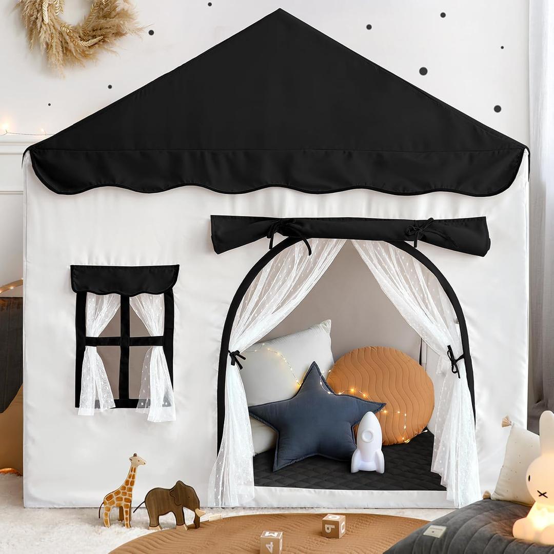 Kids Play Tent with Double Door Children's Playhouse Tents - Portable Fantasy Adventure Castle for Boys and Girls, Kids Tent with Mat, House Toys for Boys Girl Birthday, Christmas House Gift