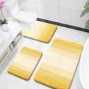 OLANLY Bathroom Rugs Sets 3 Piece, Soft Absorbent Microfiber Bath Mats and U-Shaped Contour Toilet Rug, Plush Shaggy Bath Mat Set for Bathroom (36"x24"+24"x16"+24"x20", Yellow)