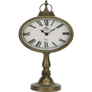 NIKKY HOME Antique Mantel Clock, Gold Retro Desk Clock Silent-Non-Ticking Battery Operated Decorative Desk Table Clock for Home, Office, Living Room, Bed Room (Bronze)
