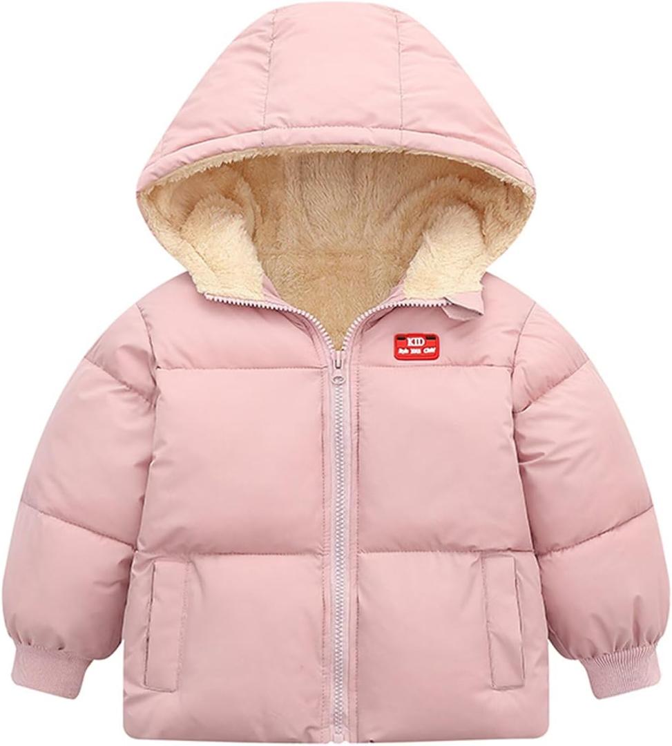 Baby Winter Coats Toddler Hooded Jackets Cotton Warm Lined Puffer Outerwear Baby Boys Girls Windproof Thick Clothes (24 Months, Pink New-101)