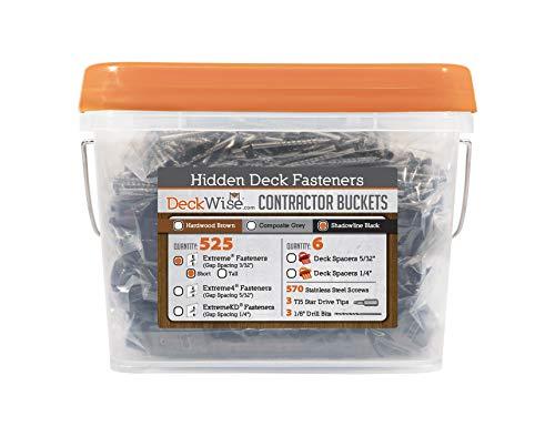 DeckWise (Black) Ipe Clip Extreme Hidden Deck Fasteners, 3/32" Spacing, Includes Stainless Steel Black #8x2 Trim-Head Screws for 300 Sq. Ft. of AD Hardwood or Thermal Wood Decks (525 Bucket)
