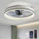 LUDOMIDE Ceiling Fans with Lights, Flush Mount Ceiling Fan with Lights and Remote, 6 Wind Speeds Smart Low Profile Ceiling Fan for Bedroom, Dining Room and Kitchen 20" (White)