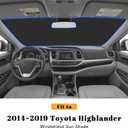 Car Windshield Sun Shade for Toyota 2014-2019 Highlander Accessories (OEM Design) Reflective Foldable Heat Insulation Sunshade for Ultimate Protection