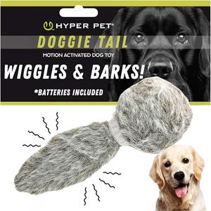 Hyper Pet Doggie Tail Interactive Plush Automatic Dog Toys, Durable, Wiggles, Vibrates, and Barks, Batteries Included, for All Dog Breeds, Boredom Buster
