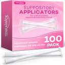 100 PACK Disposable Vaginal Suppository Applicator for Women, Fits Most Lubricants Creams Gels Pills Tablet Suppositories, Threaded End, Soft & Small Tip, with Dosage Markings, Individually Wrapped