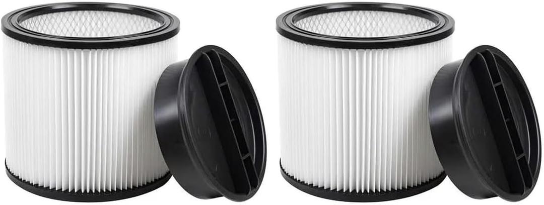 2 Pack 08-2566B Cartridge Filter with Lids, compatible with Stanley Most 5-18 Gallon Wet/Dry Vacuum models# SL18115 SL18115P SL18116 SL18116P SL18191P SL18199P SL18117 SL18701P-10A SL18410P-5A