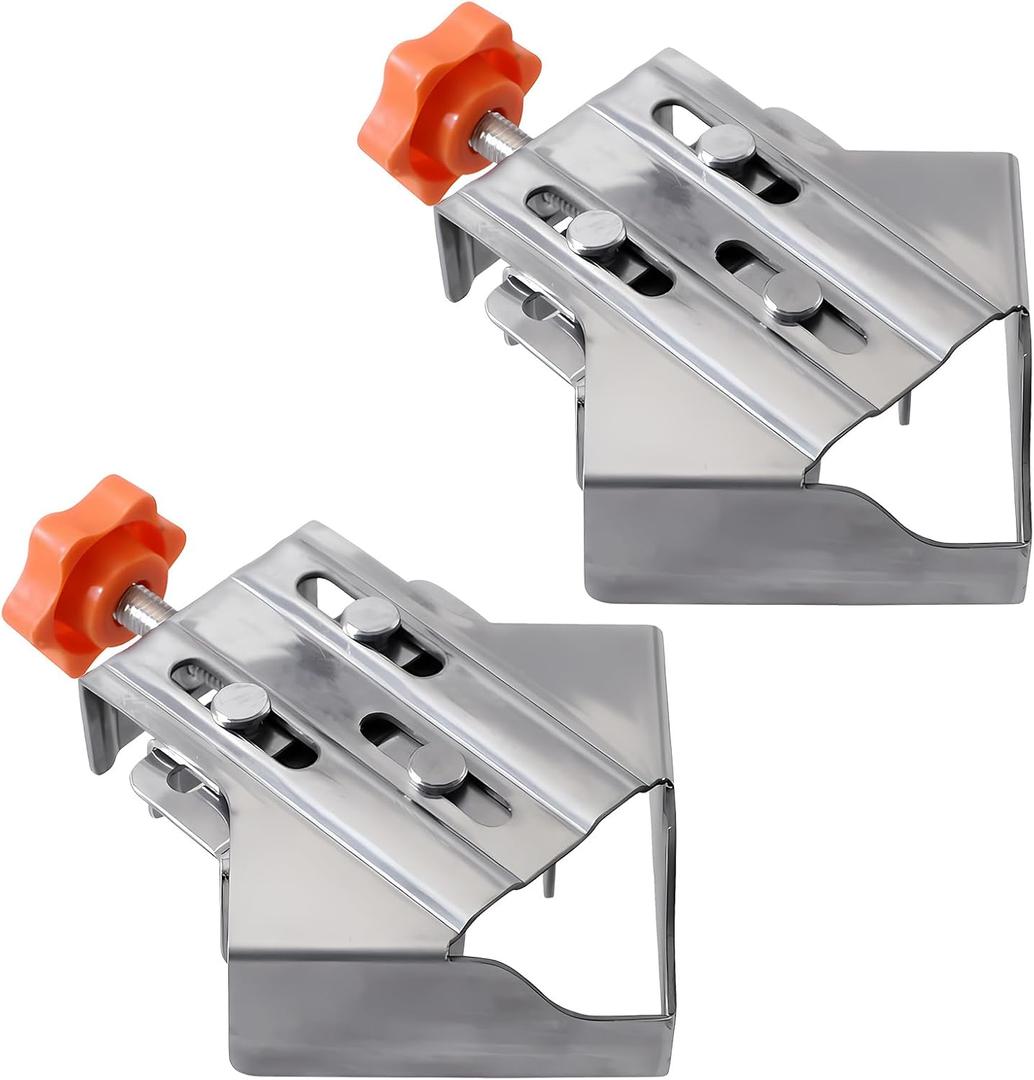 Owfeel 2pcs Stainless Steel Right Corner Clamp,90 Degree Right Angle Clamp for Woodworking,Right Angle Clip Fixer,Single Handle Clamps for Woodworking, Photo Framing (Close)